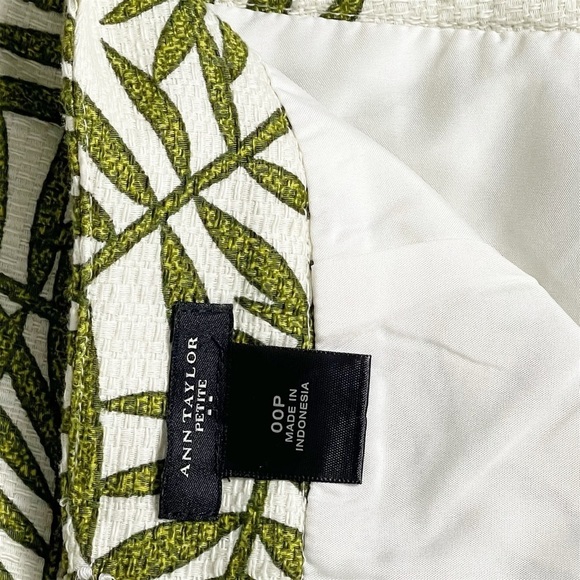 ANN TAYLOR Petite Green Palm Leaf Basket Weave Skirt - Size 00 - Picture 5 of 10